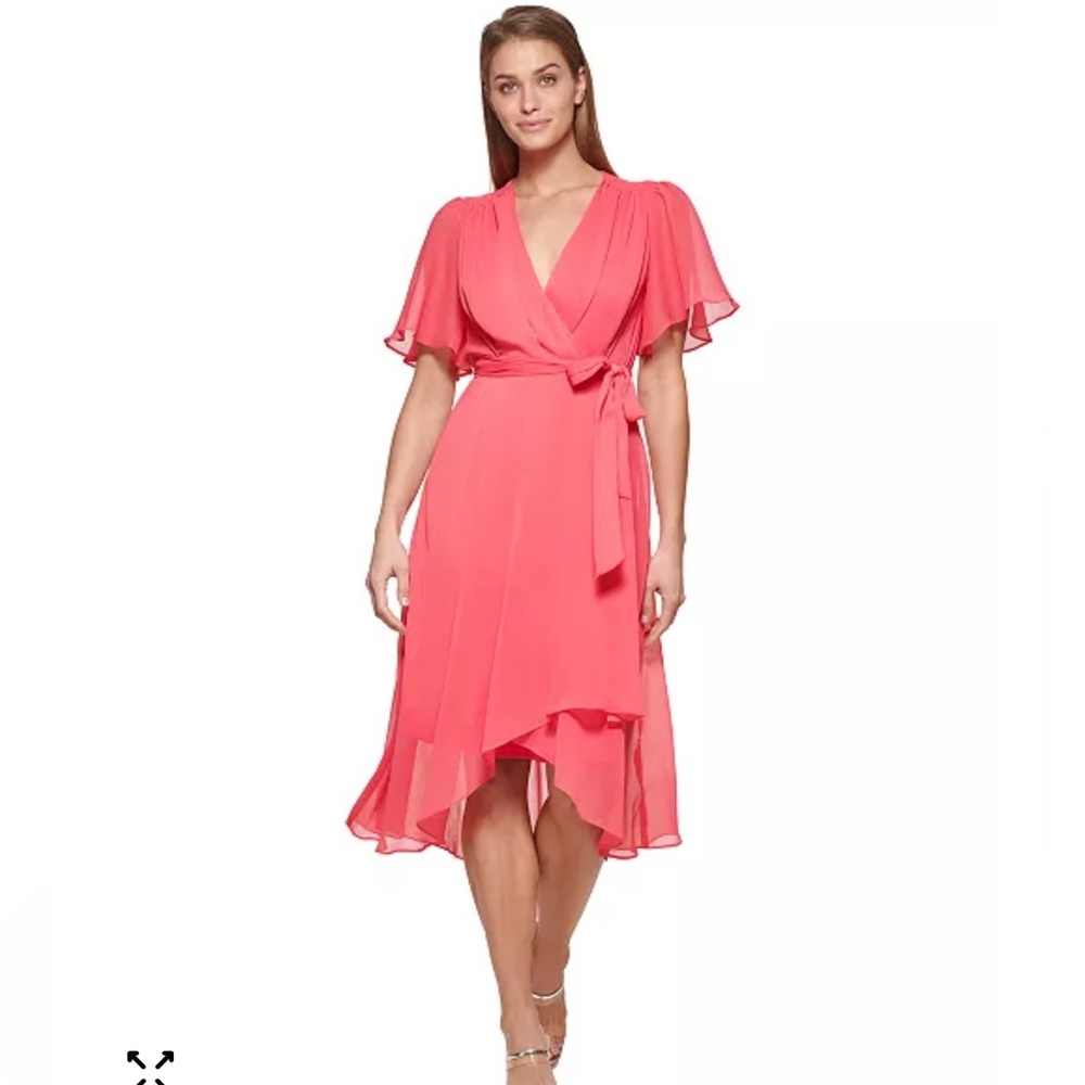DKNY Vibrant Pink High Low Dress
